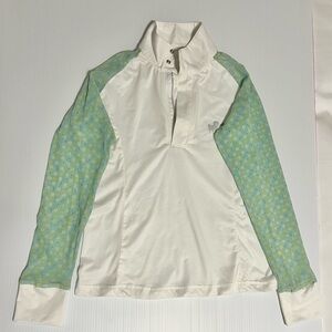 Girl White and Green Long Sleeve Top